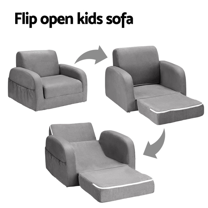 Keezi Flip Open Kids Sofa in Grey