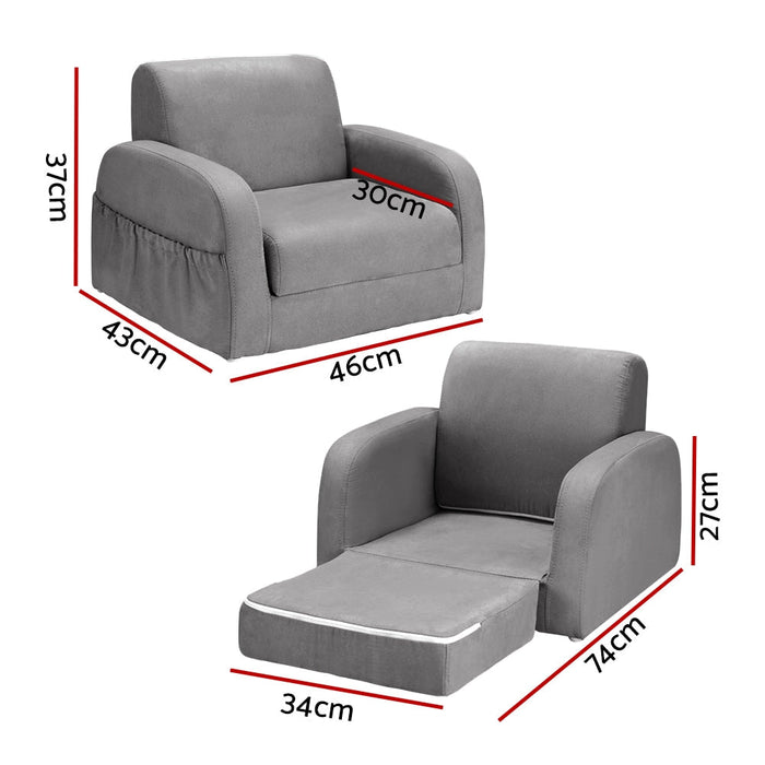 Keezi Flip Open Kids Sofa in Grey