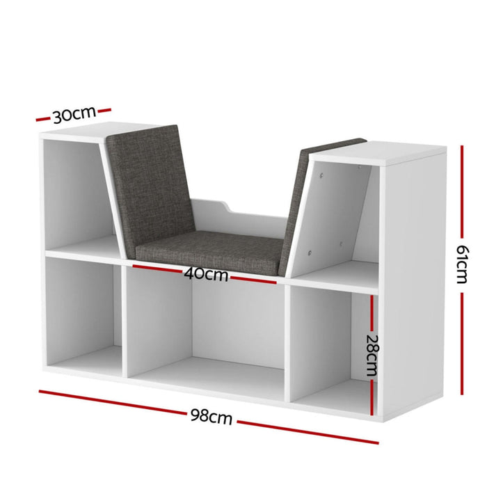 Keezi Kids 2-in-1 Wooden Bookshelf and Reading Seat