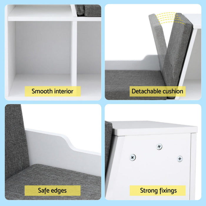 Keezi Kids 2-in-1 Wooden Bookshelf and Reading Seat