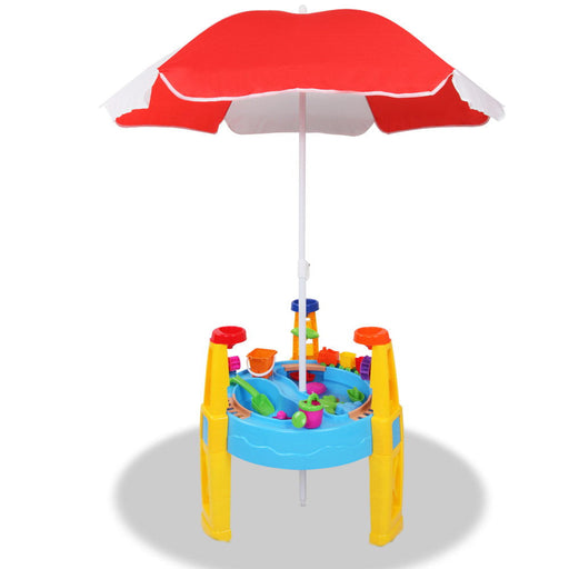 Keezi Kids 26 Piece Sand and Water Play Table with Umbrella - Imaginary Play