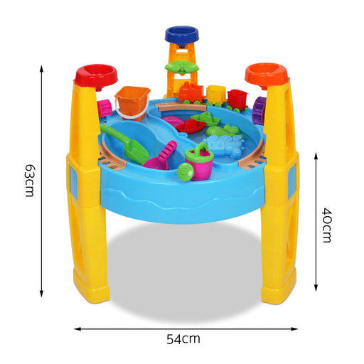 Keezi Kids 26 Piece Sand and Water Play Table with Umbrella - Imaginary Play