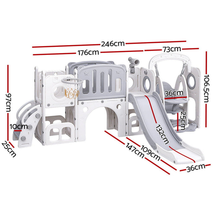 Keezi Kids 4 in 1 Playset with Basketball Hoop