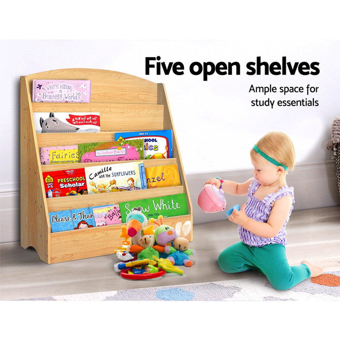 Keezi Kids 5 Tiers Organiser Bookshelf in Natural - Baby & Kids > Kid’s Furniture