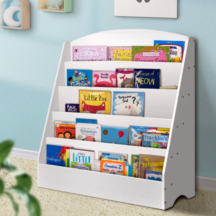 Keezi Kids 5 Tiers Organiser Bookshelf White tiers detail