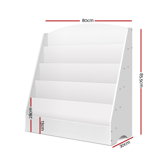 Keezi Kids 5 Tiers Organiser Bookshelf White sturdy construction