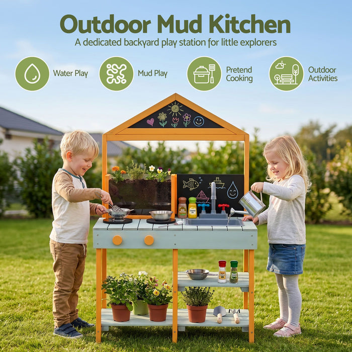 Keezi kids wooden mud kitchen play set