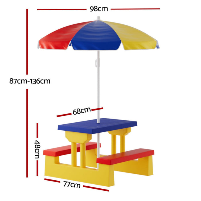 Keezi Kids Picnic Table and Bench with Umbrella