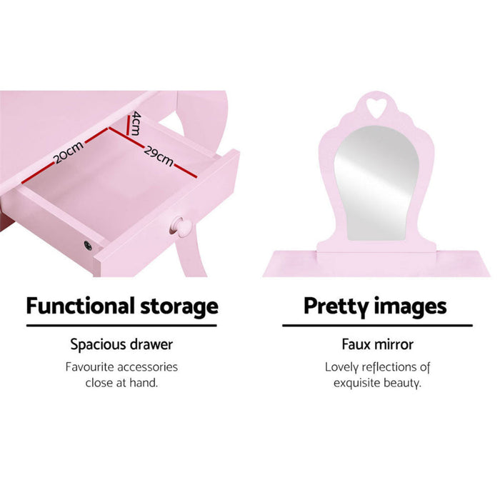 Keezi Kids Vanity Table Pink side view