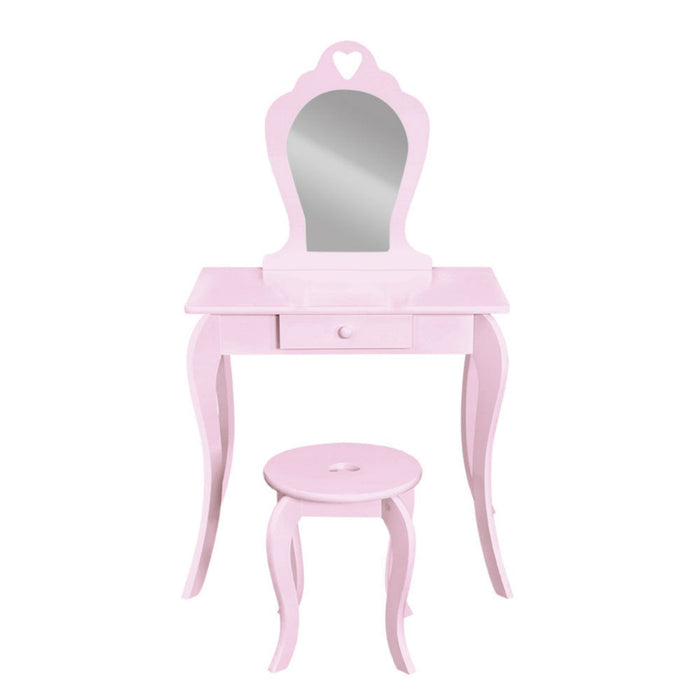 Keezi Kids Vanity Table Pink heart-shaped mirror detail