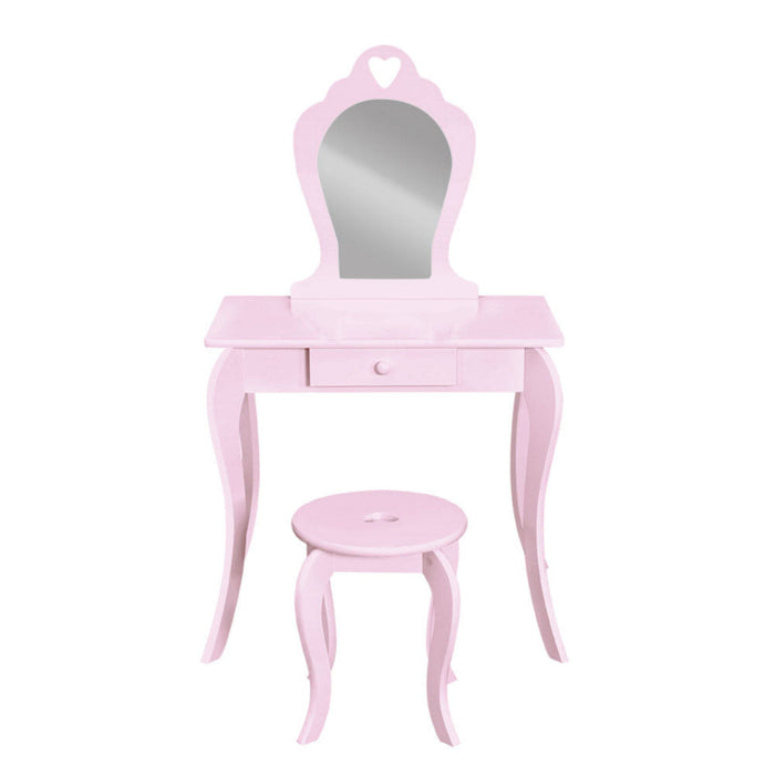 Keezi Kids Pink Vanity Table and Stool Set with Mirror
