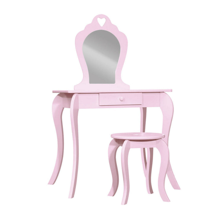 Keezi Kids Pink Vanity Table and Stool Set with Mirror