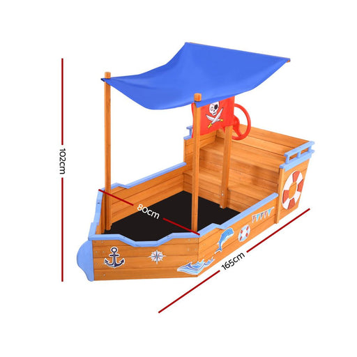 Keezi Kids Pirate-Themed Boat Sand Pit - Sandpits