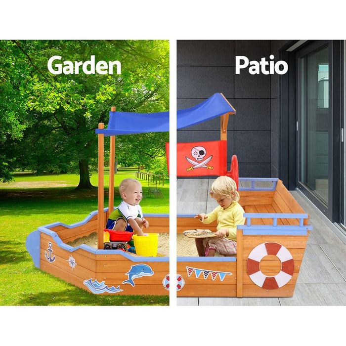 Keezi Kids Pirate-Themed Boat Sand Pit - Sandpits