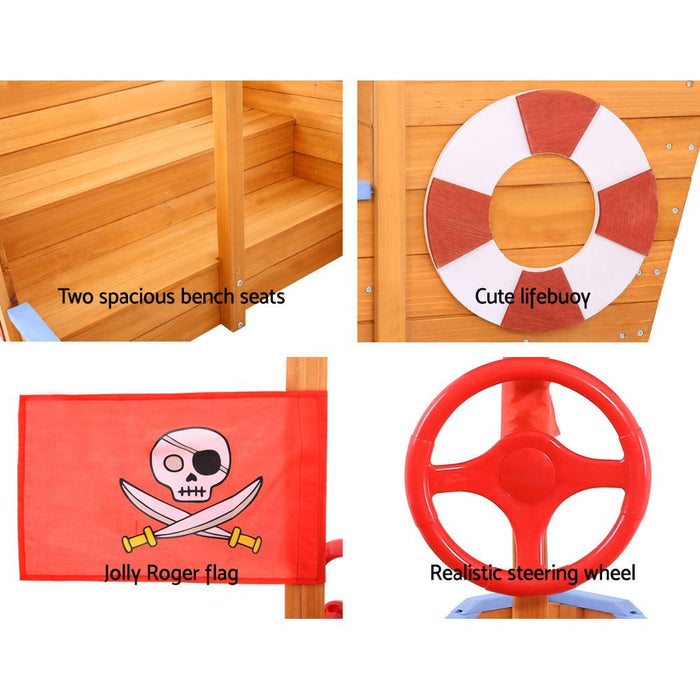 Keezi Kids Pirate-Themed Boat Sand Pit - Sandpits