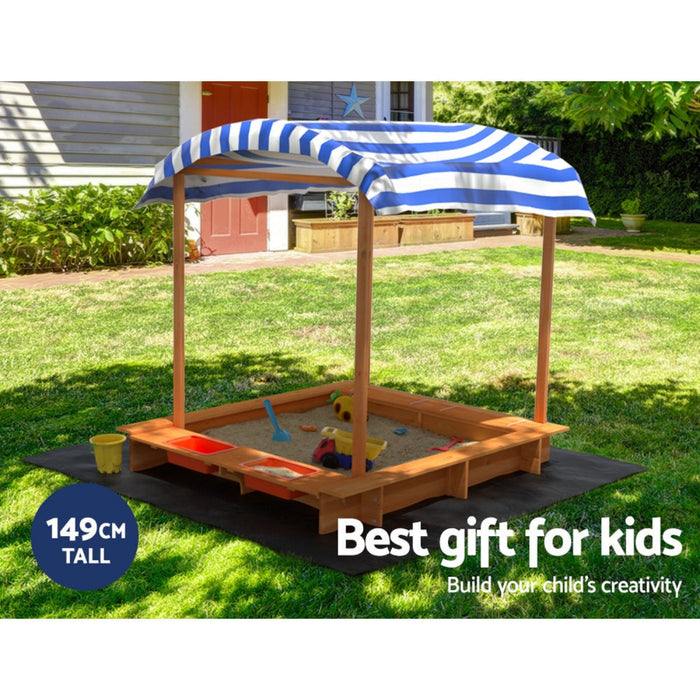 Keezi Kids Wooden Sandpit with Canopy