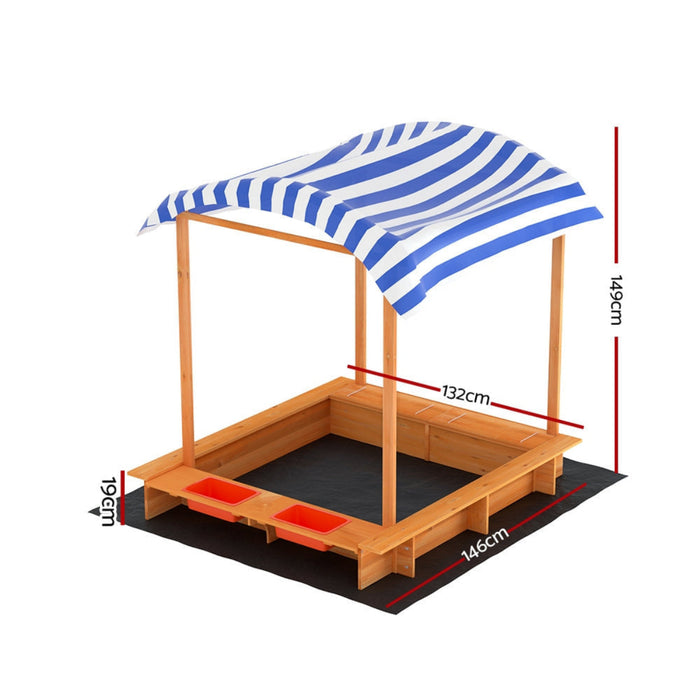 Keezi Kids Wooden Sandpit with Canopy