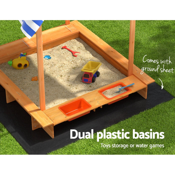 Keezi Kids Wooden Sandpit with Canopy