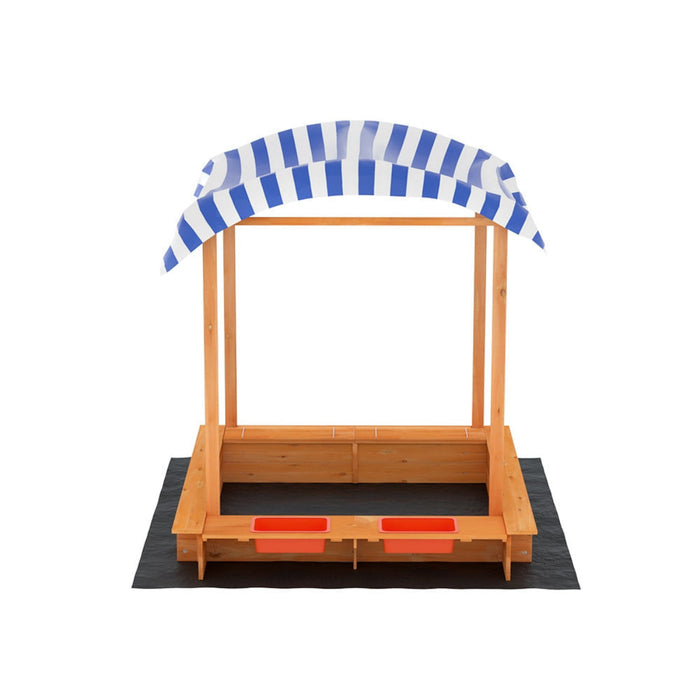 Keezi Kids Wooden Sandpit with Canopy