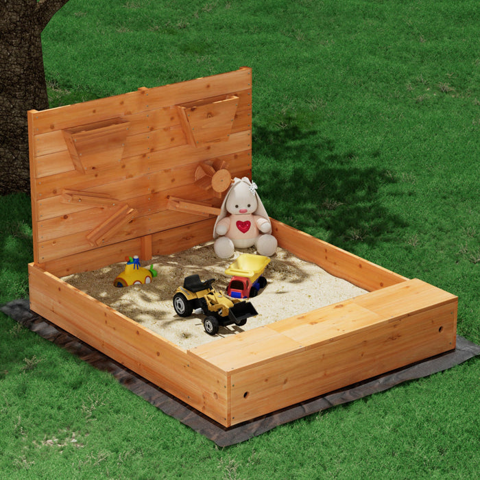 Keezi Kids Wooden Sandpit with Sand Wall
