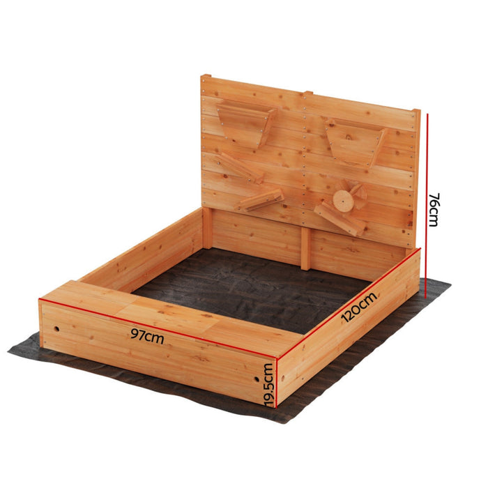 Keezi Kids Wooden Sandpit with Sand Wall