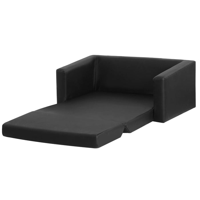 Keezi Kids Sofa 2 Seater Chair Children Flip Open Couch Armchair Black - Baby & Kids > Kid’s Furniture