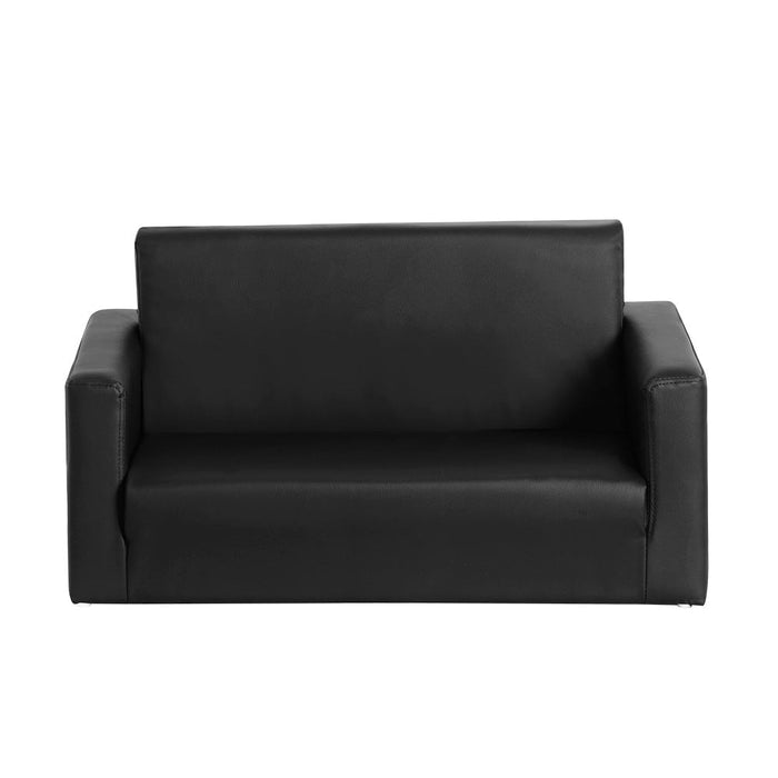 Keezi Kids Sofa 2 Seater Chair Children Flip Open Couch Armchair Black - Baby & Kids > Kid’s Furniture