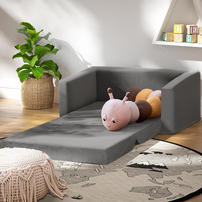 Keezi Kids Sofa 2 Seater Grey in a child's room