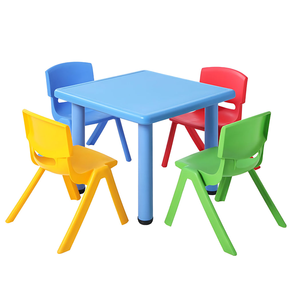 Kids Coloured Plastic Table and 4 Chairs Set