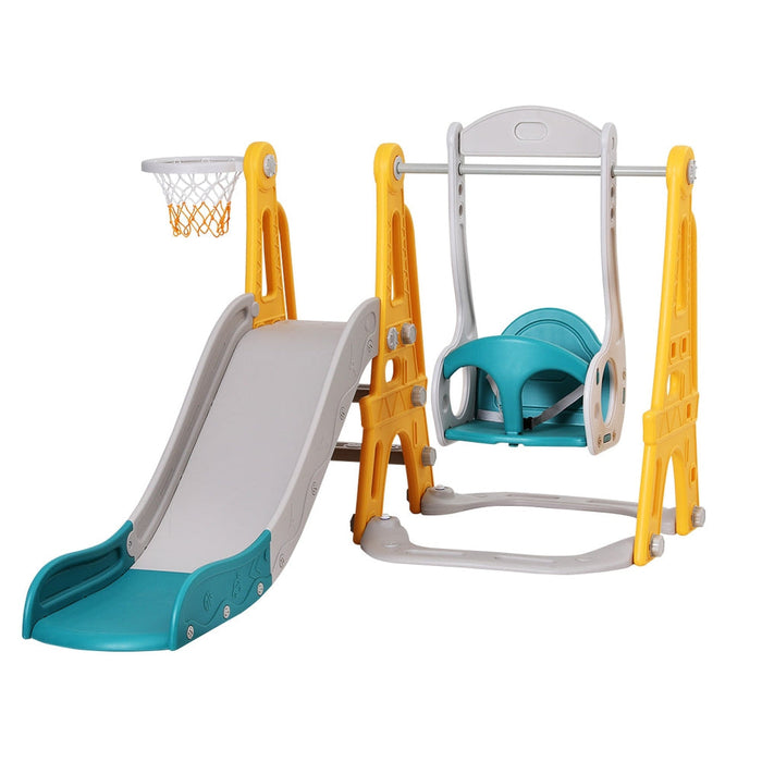 Keezi Kids Swing and Long Slide with Basketball Hoop