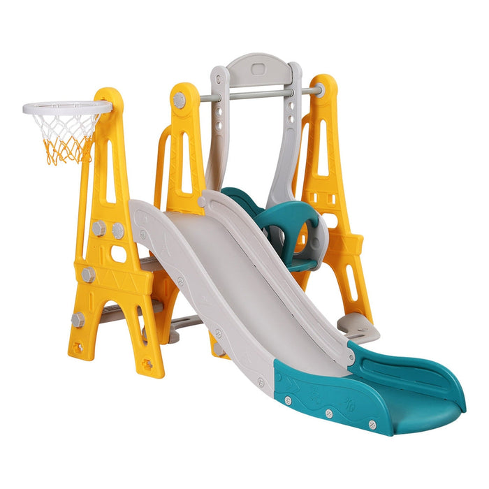 Keezi Kids Swing and Long Slide with Basketball Hoop