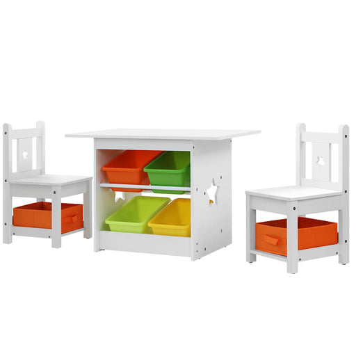 Keezi Kids Table and Chairs Set with 6 Storage Boxes - Baby & Kids > Kid’s Furniture