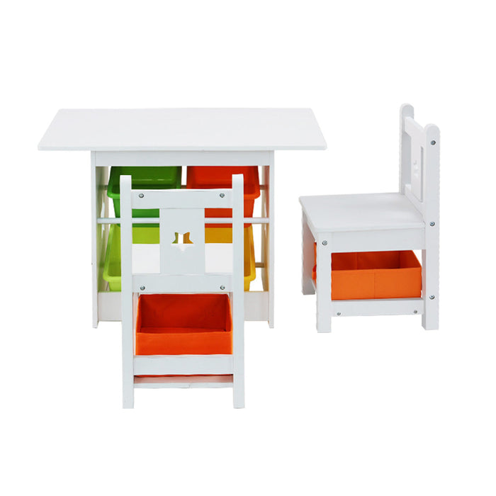 Keezi Kids Table and Chairs Set with 6 Storage Boxes - Baby & Kids > Kid’s Furniture