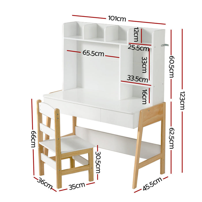 Keezi Kids White Storage Desk and Chair Set - Baby & Kids > Kid’s Furniture