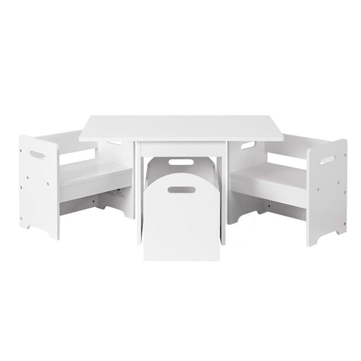 Keezi Kids White Table and Chairs with Large Storage Box - Baby & Kids > Kid’s Furniture