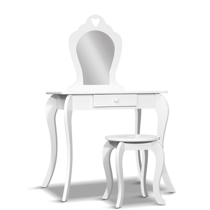 Keezi Kids White Vanity Table and Stool Set with Mirror - Baby & Kids > Kid’s Furniture