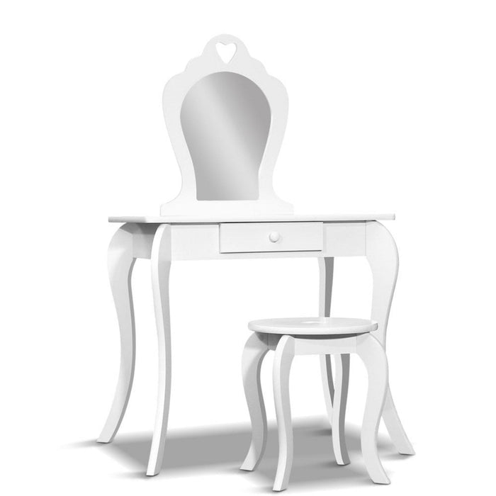 Keezi Kids White Vanity Table and Stool Set with Mirror