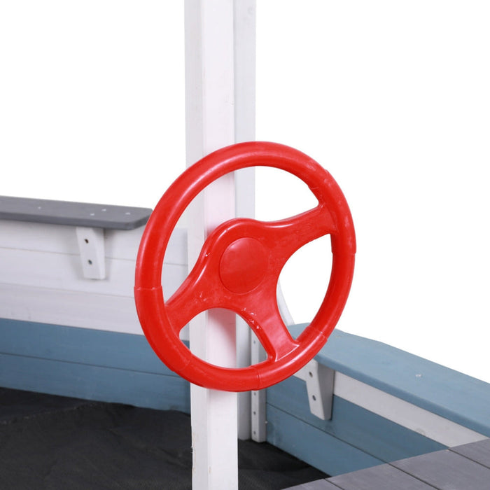 Keezi Kids Wooden Boat Sandpit with Canopy