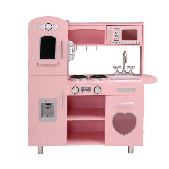 Keezi Kids Wooden Pretend Play Kitchen Set in Pink - Kids Kitchen