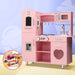 Keezi Kids Wooden Pretend Play Kitchen Set in Pink - Kids Kitchen