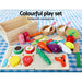 Keezi Kids Wooden Pretend Play Kitchen Set White with child playing