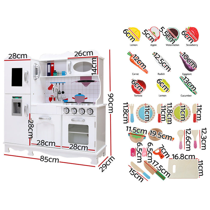 Keezi Kids Wooden Pretend Play Kitchen Set White sturdy structure