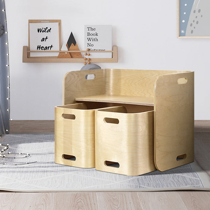Close up of the Keezi Nordic kids table and chairs in natural