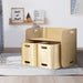 Close up of the Keezi Nordic kids table and chairs in natural