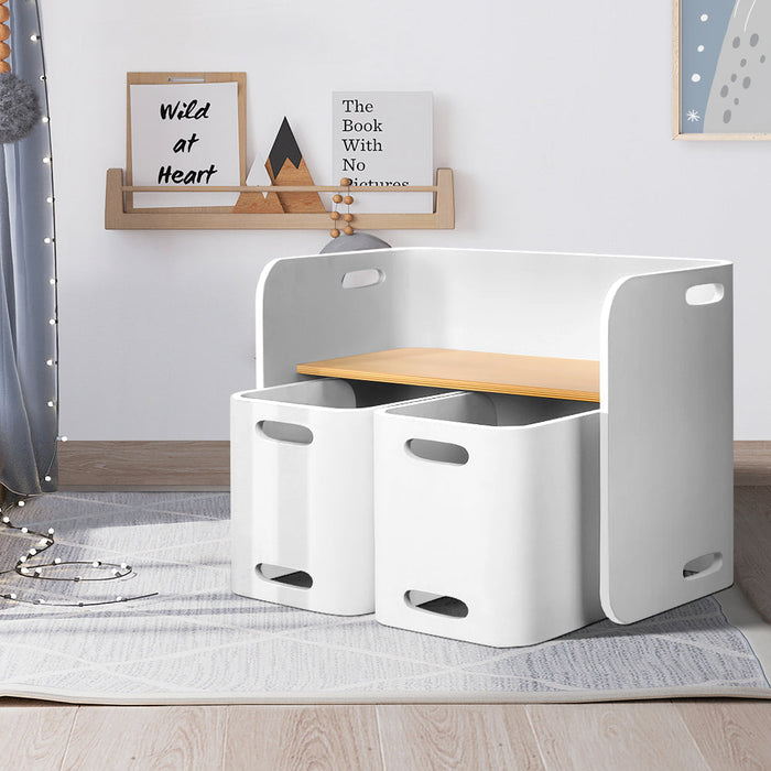 Detail of the Keezi Nordic compact kids table and chairs in white