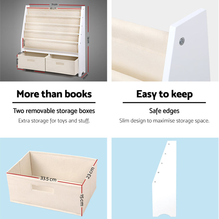 Keezi Sling Bookshelf with Removable Storage Boxes - Baby & Kids > Kid’s Furniture