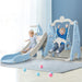 Keezi Toddler Slide and Swing with Basketball Set Blue side view