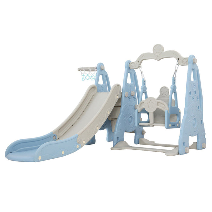 Keezi Toddler Slide and Swing with Basketball Set Blue