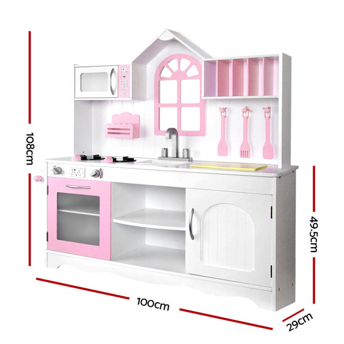 Keezi White And Pink Kids Large Kitchen