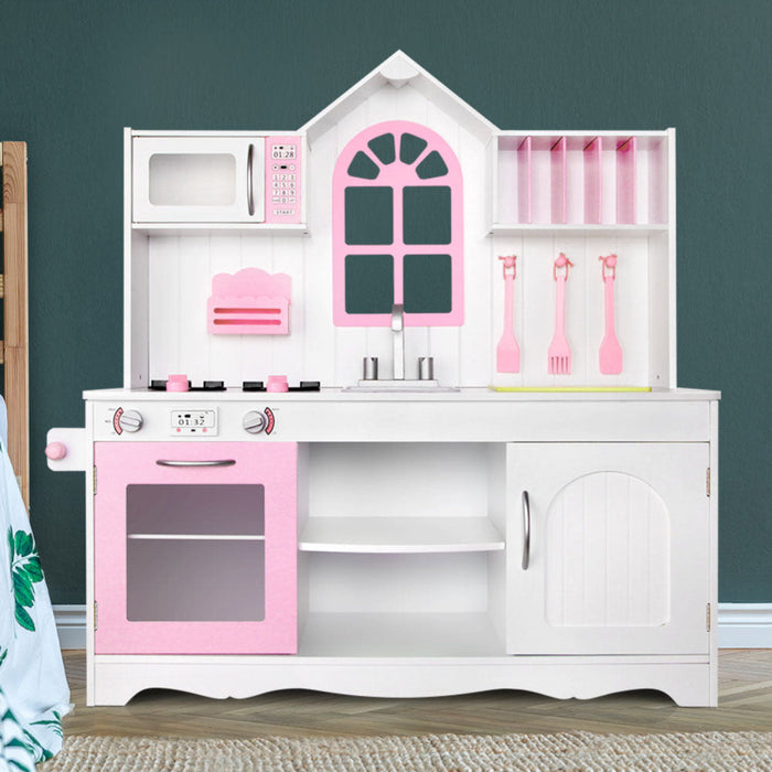 Keezi White And Pink Kids Large Kitchen
